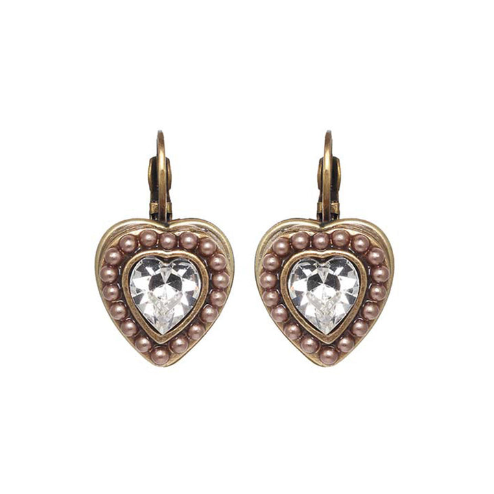 Michal Golan Small Gold and Pearl Heart Earrings