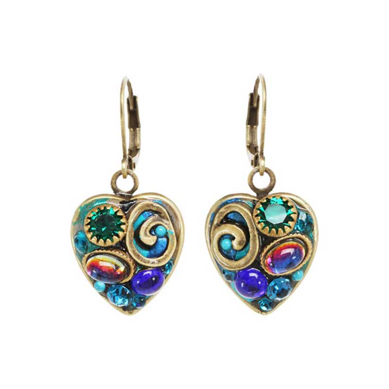 Michal Golan Emerald Heart Earrings