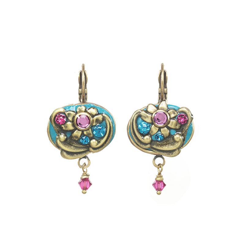 Michal Golan Teal Wide Oval Earrings