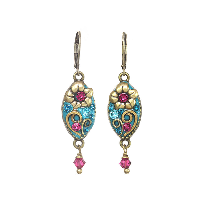 Michal Golan Teal Long Oval Earrings