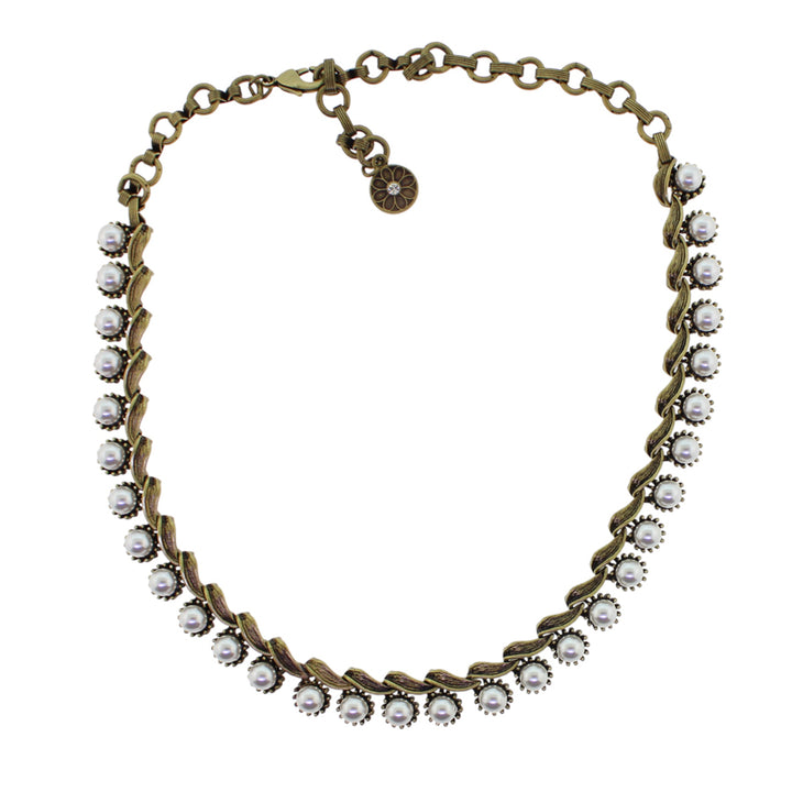 Sweet Romance Iconic 1950s Collar Necklace Bronze Pearl