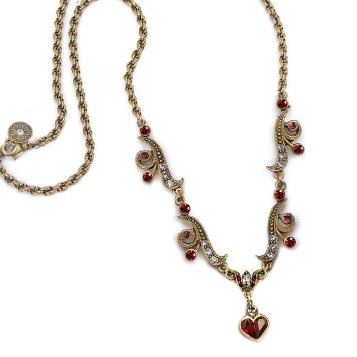 Sweet Romance Garnet Hearts Necklace