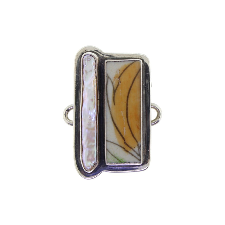 Tabra Porcelain Shard Freshwater Pearl Charm
