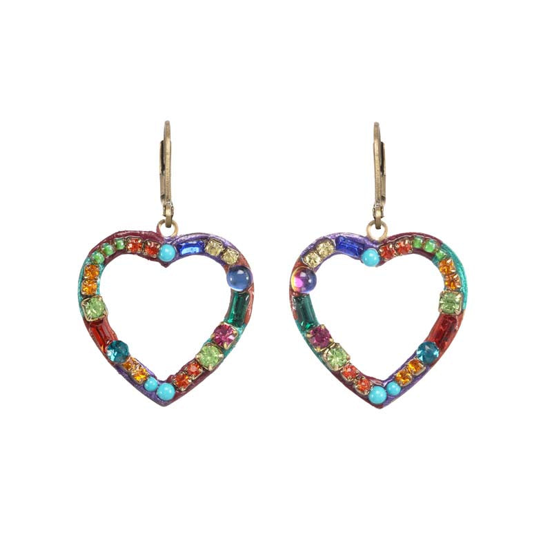 Michal Golan Multi-Bright Open Heart Earrings