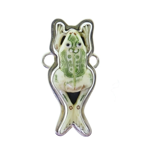 Tabra Carved Bone Leaping Frog Charm