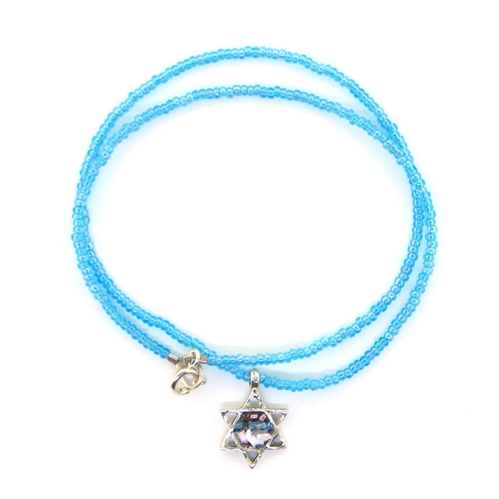 Angie Olami Necklace-Star of David on Blue Chain