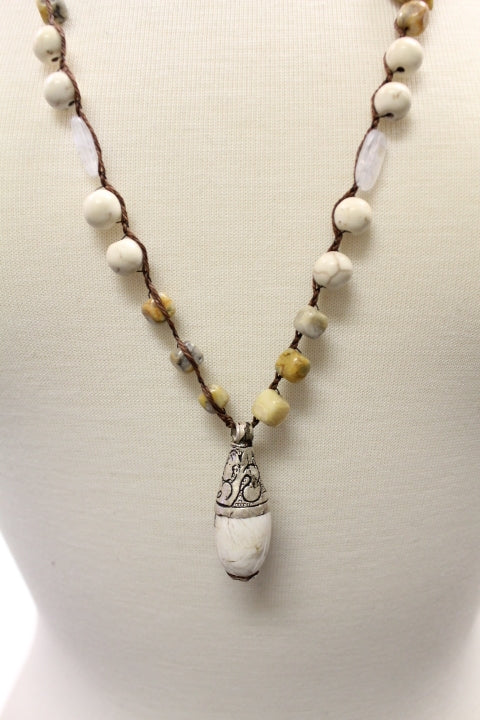 Beautiful Soul Conch Drop & African Opal Long Necklace