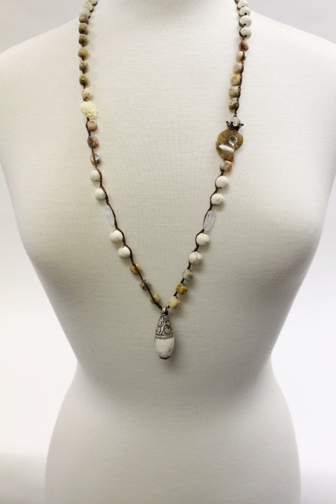 Beautiful Soul Conch Drop & African Opal Long Necklace