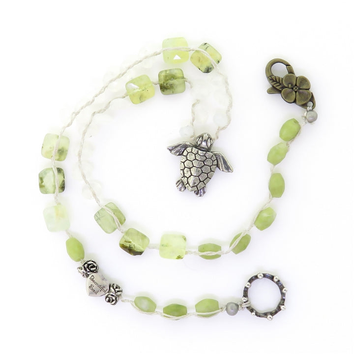 Beautiful Soul Sea Turtle Necklace with Prehnite and Moonstone