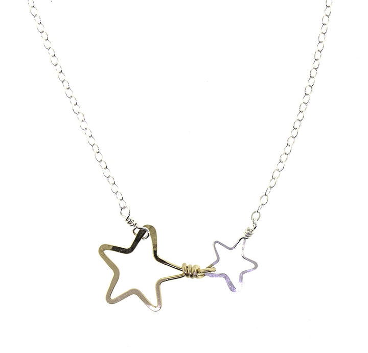 Beth Jewelry Two Small Stars Necklace Silver & Gold