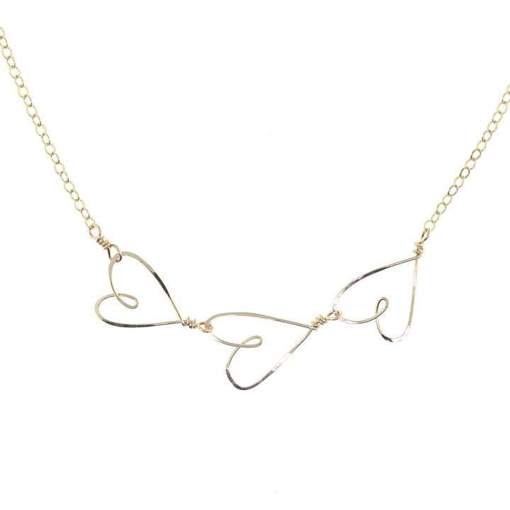 Beth Jewelry 3 Tiny Hearts Necklace 14 Kt. Gold Filled
