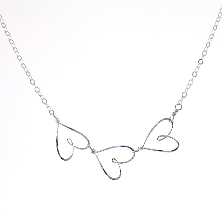 Beth Jewelry 3 Tiny Hearts Necklace Sterling Silver
