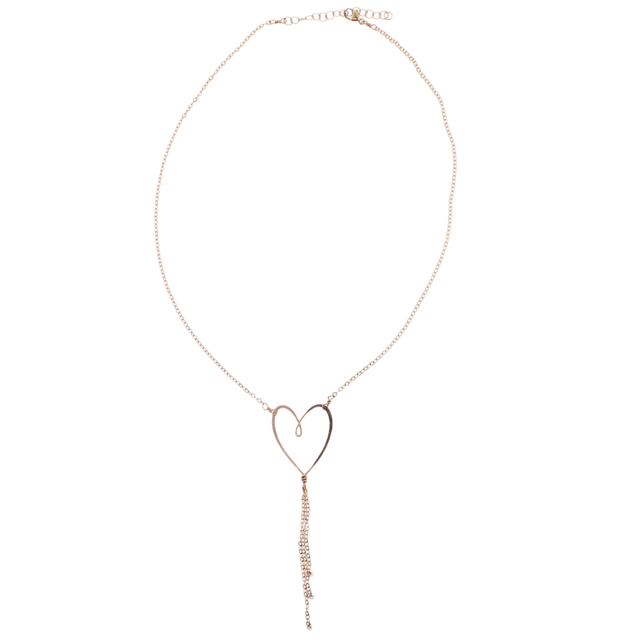 Beth Jewelry Heart Tassel Necklace Rose Gold