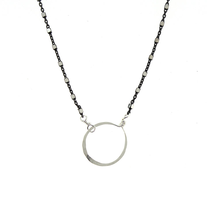 Beth Jewelry Tiny Circle Necklace Oxidized Silver