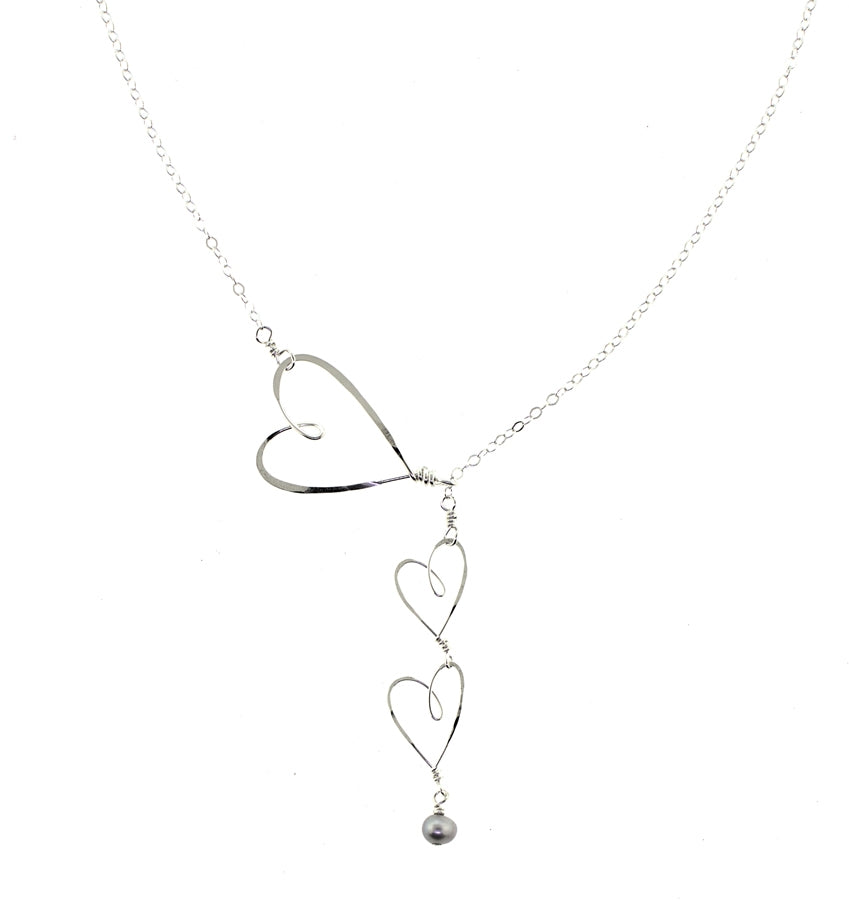Beth Jewelry Sliding Hearts Necklace Sterling Silver