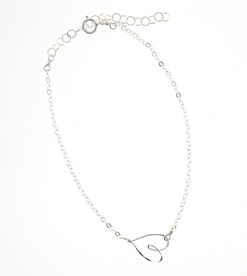 Beth Jewelry Tiny Heart Anklet Sterling Silver