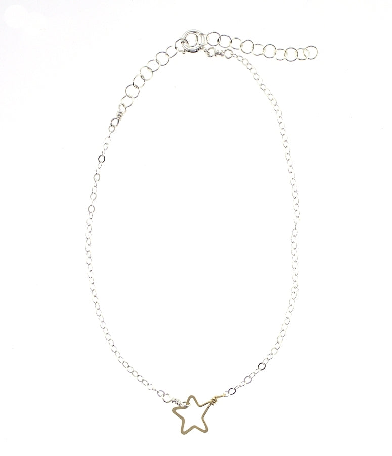 Beth Jewelry Tiny Star Anklet Silver & Gold