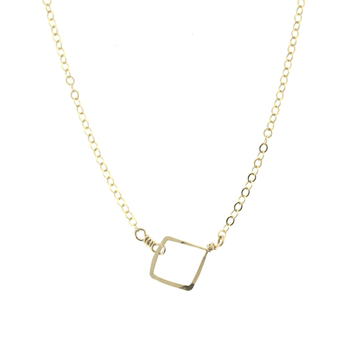 Beth Jewelry Tiny Square Necklace 14 Kt. Gold Fill