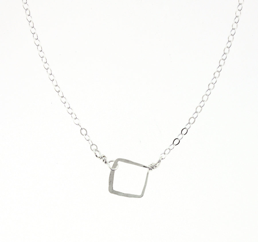 Beth Jewelry Tiny Square Necklace Sterling Silver