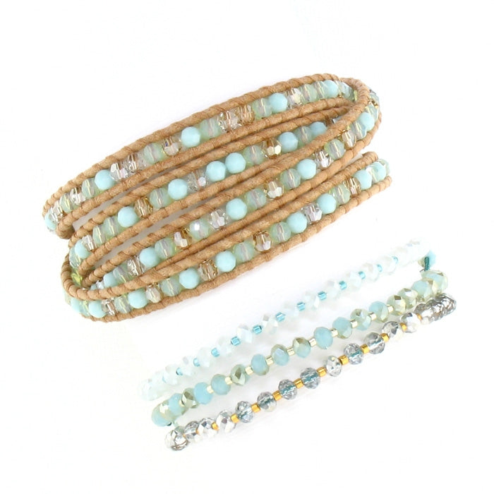 Chan Luu Mint Mix Swarovski Crystals Wrap Bracelet