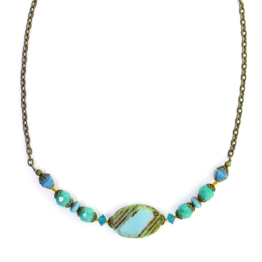 Christina Anastasia Bits of Bliss Turquoise Czech Glass Necklace