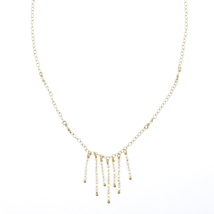 Christina Anastasia Swarovski Clear Crystal Aurora Borealis Dangle Gold Necklace