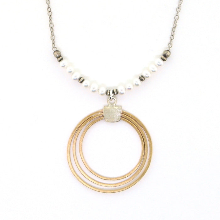 J & I 14 Kt. Gold Fill & Silver Circles Necklace