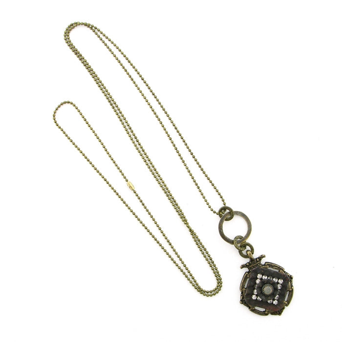 KBD 34" Necklace Sand Opal & Clear Rhinestone