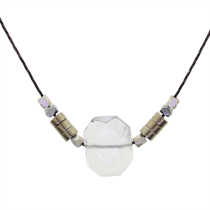 KBD Crystal Slice and Pyrite Heishi Necklace