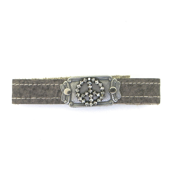 KBD Stacker Cuff Pave Crystal Peace Sign on Sandstone