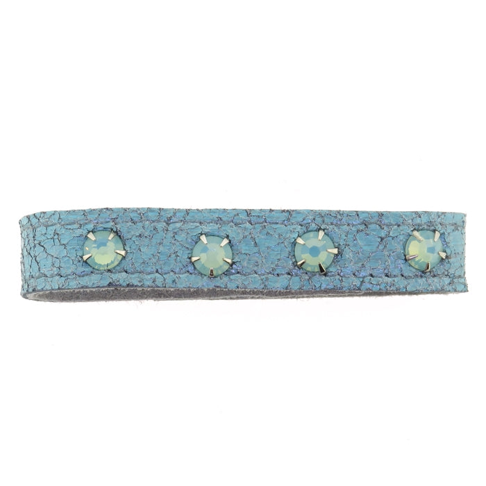 KBD Stacker Cuff Turquoise Leather and Pacific Opal Rhinestones