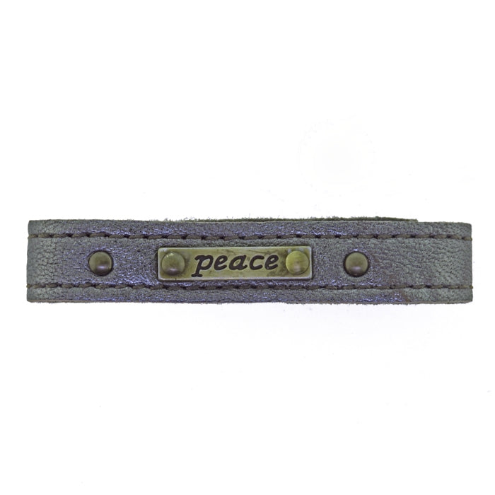 KBD Stacker Cuff Peace Sterling Grey Leather