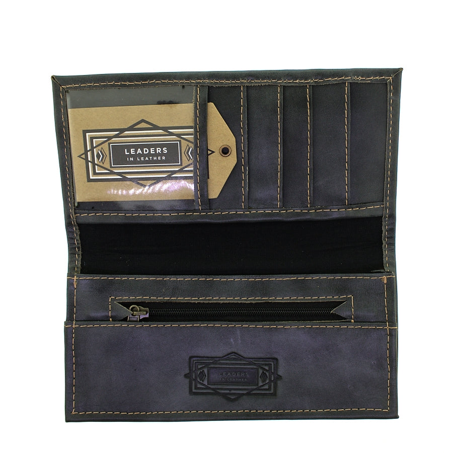 Leaders in Leather Charcoal Tooled Wallet