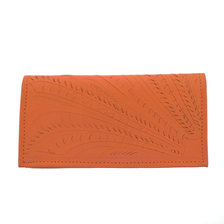 Leaders in Leather Orange Tooled Wallet