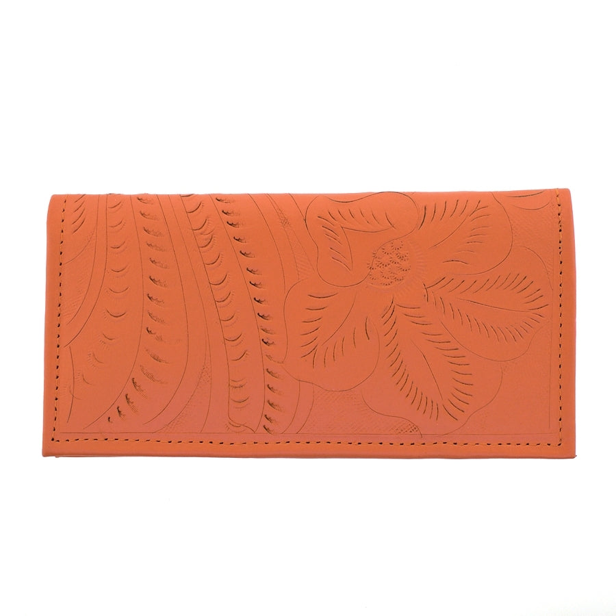 Leaders in Leather Orange Tooled Wallet