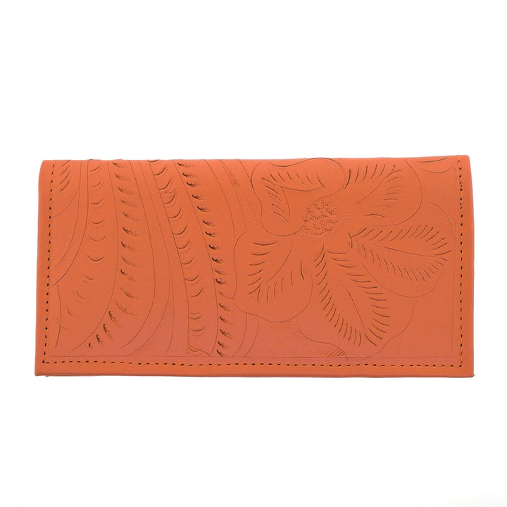 Leaders in Leather Orange Tooled Wallet