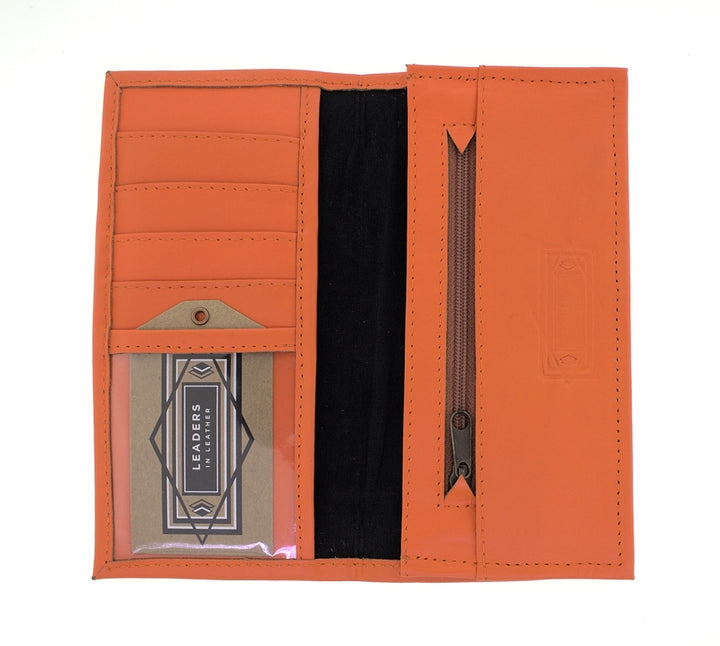 Leaders in Leather Orange Tooled Wallet