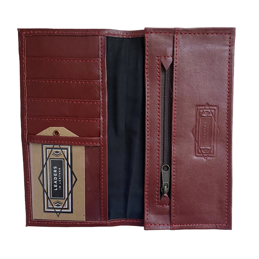 Leaders in Leather Red Wallet Checkbook Cover