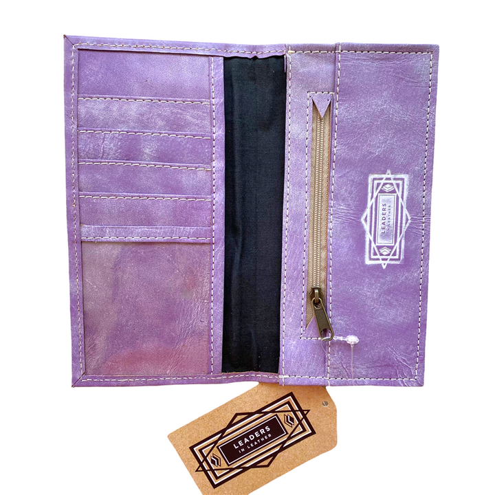 Leaders in Leather Vaquetta Lavendar Mandala Wallet