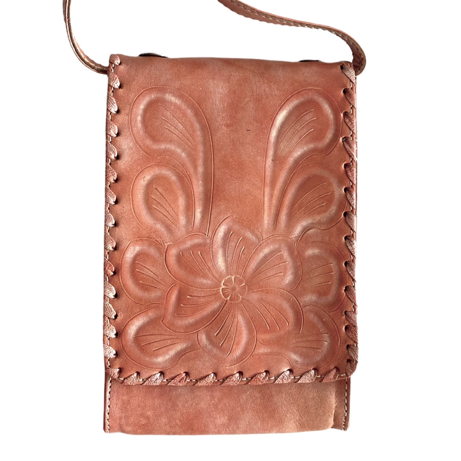 Leaders in Leather Coral Crossbody Wallet