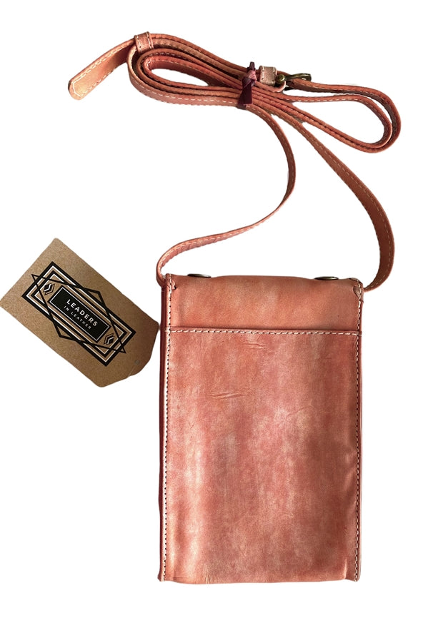 Leaders in Leather Coral Crossbody Wallet