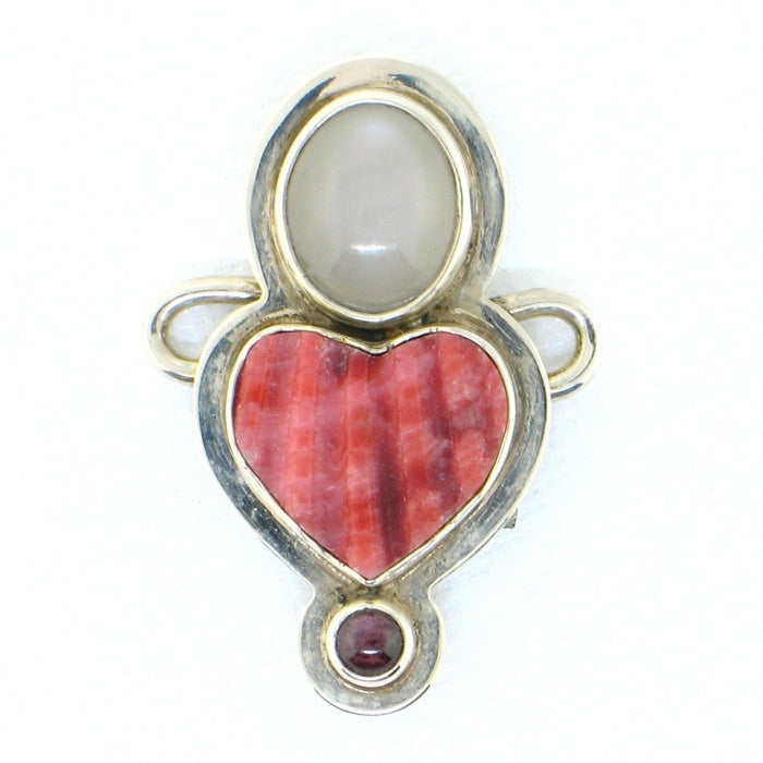 Tabra Heart of Red Scallop Shell & Moonston Charm