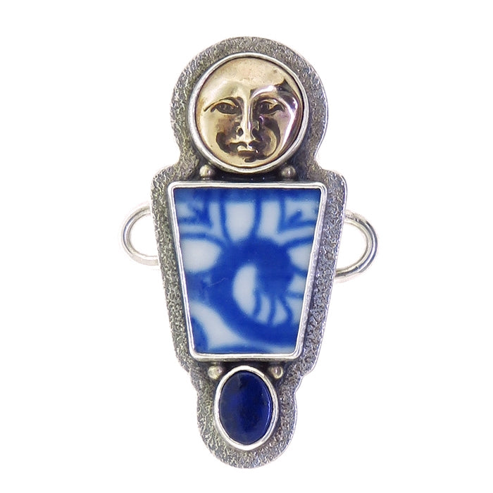 Tabra Moon Goddess Lapis Lazuli Porcleain Shard Charm