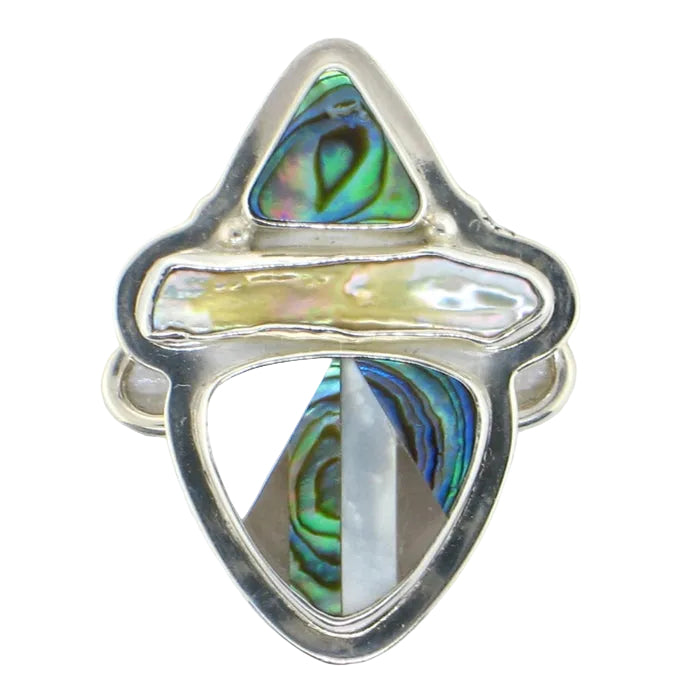 Tabra Paua Shell & Mother of Pearl Inlay Charm with River Pearl