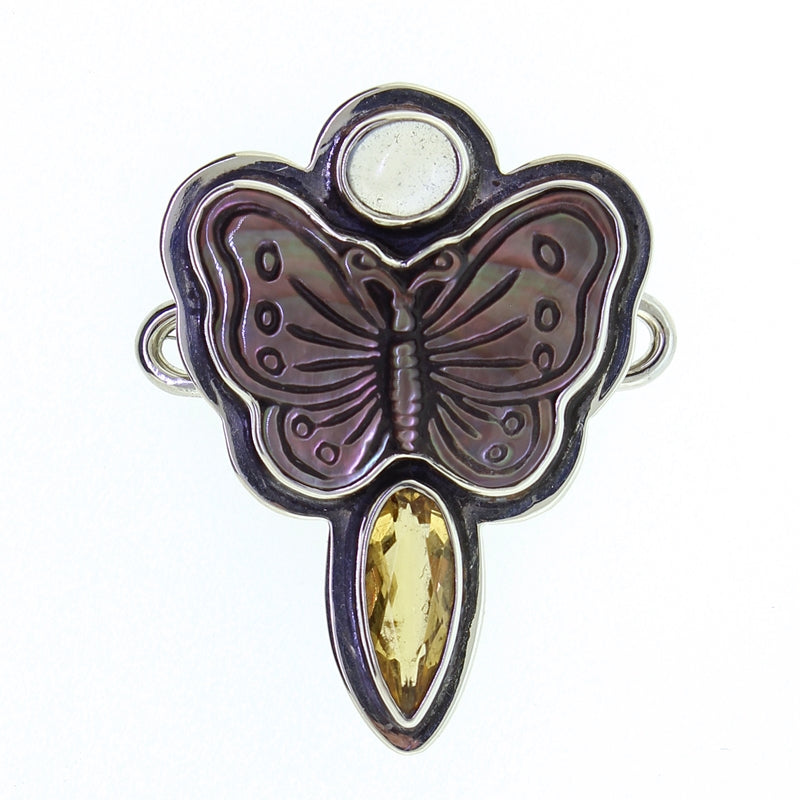 Tabra Black Mother of Pearl Butterfly Citrine Charm