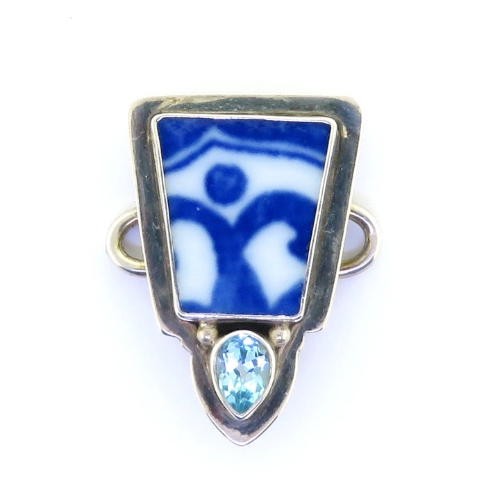 Tabra Porcelain Shard and Blue Topaz Charm