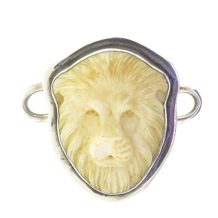 Tabra Carved Bone Lion Charm