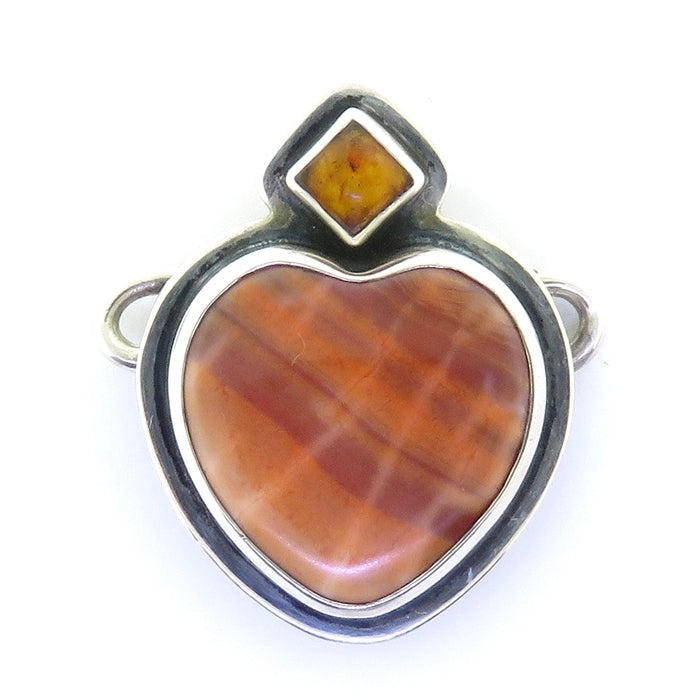 Tabra Fire Agate Heart and Amber Charm