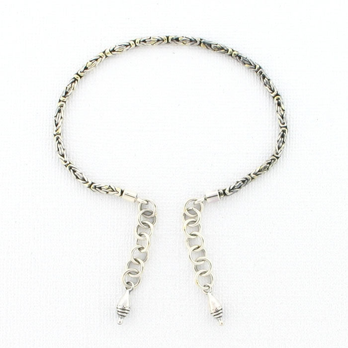 AK24 Tabra Connector Anklet Chain-Silver Bali Link