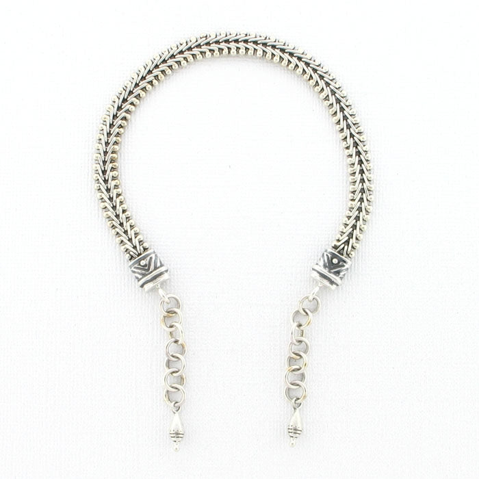 AK25 Tabra Connector Anklet Chain-Silver V-Mesh